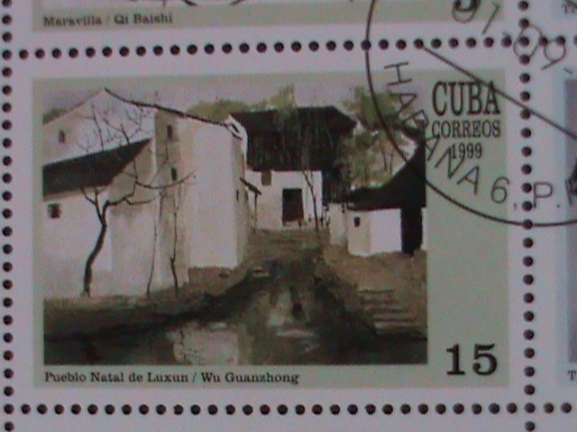 CUBA-1999 SC# 4029a FAMOUS PAINTINGS-WORLD STAMP SHOW-BEIJING-CTO SHEET VF