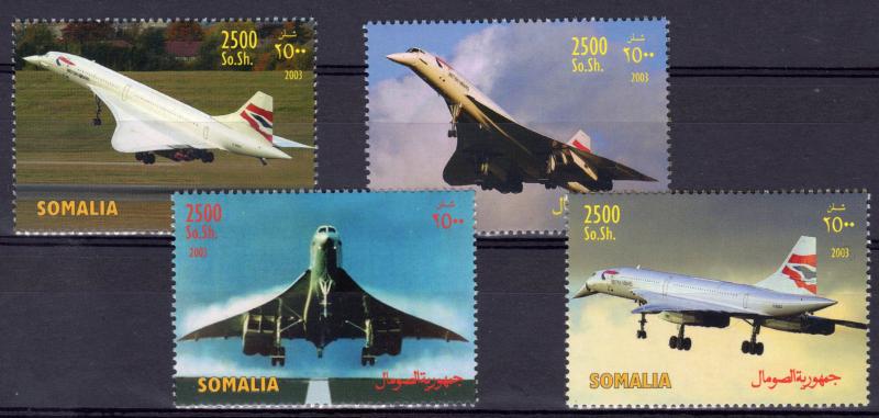 Somalia 2003 THE LAST FLIGHT OF CONCORDE Set (4) Perforated MNH