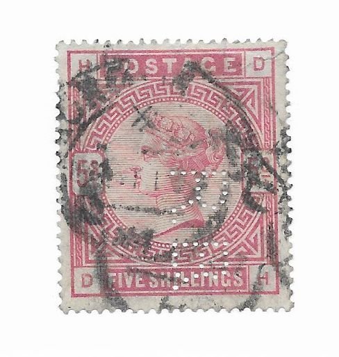 Great Britain #108 Perfin, Small Thin - Stamp - CAT VALUE $250.00