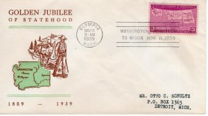 GOLDEN JUBILEE OF STATEHOOD,  OLYMPIA, WA   1939  FDC13621