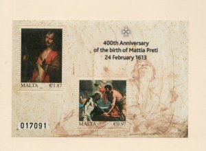 Sc #1480 Souvenir Sheet - Malta - 400th Mattia Preti - 2013 - MNH - Superfleas