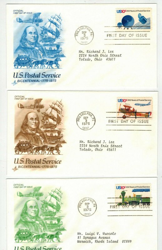 Better Artcraft Color Varieties SET OF 5 BEN FRANKLIN FDCs