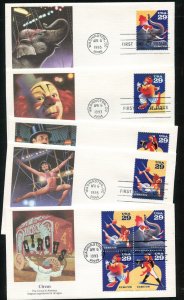 2750-2753a Circus First Day Covers FDC 1993 Fleetwood