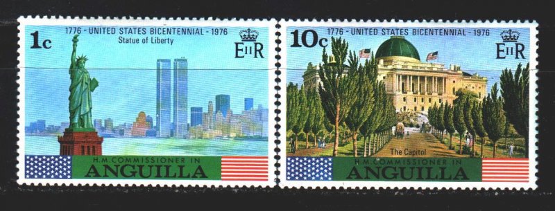 Anguilla. 1975. 217-18 from the series. 200 years of the USA, statue of liber...