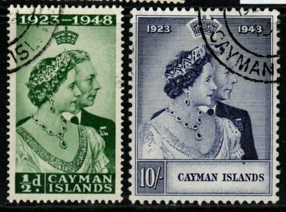 CAYMAN ISLANDS SG129/30 1948 SILVER WEDDING FINE USED