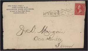 U.S. cover: 1896 #267 Cincinnati, OH straightline CDS wit...