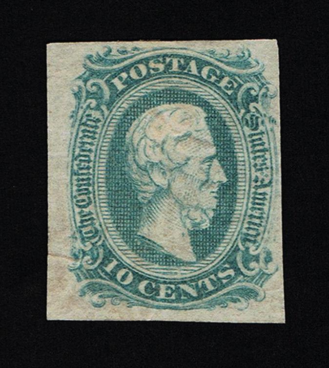 GENUINE CONFEDERATE CSA SCOTT #11d MINT GREEN DIE-A ARCHER & DALY PRINTING