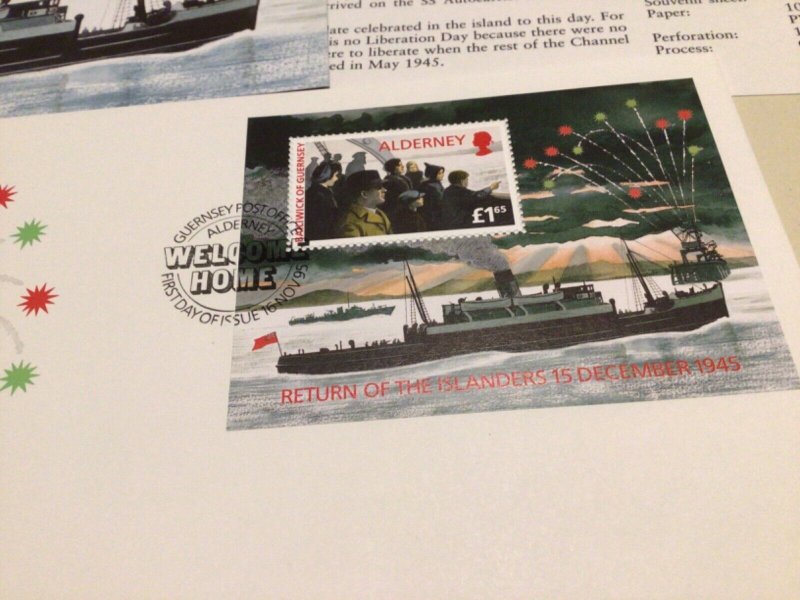 Alderney 1995 The Return to the islands cover & mint sheet  A9398