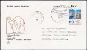 GERMANY 1983 Lufthansa first flight postcard to DHAHRAN SAUDI ARABIA.......A6403
