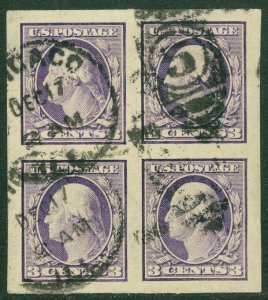 EDW1949SELL : USA 1917 Scott #483 Blk of 4 Used. PSAG Cert Graded 98 SMQ $240+++ 