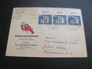 GERMANY  1956 STRIP OF 3 W/PLATE #S   VERY NICE (155)