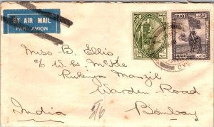 1930 Basra Iraq Air mail Cover to Warden Road Bombay India