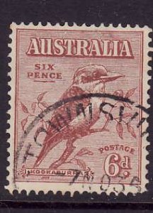 Australia-Sc#139-used 6p light brown Kookaburra-Birds-1932-