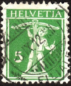 1910, Switzerland 5c, Used, Sc 152