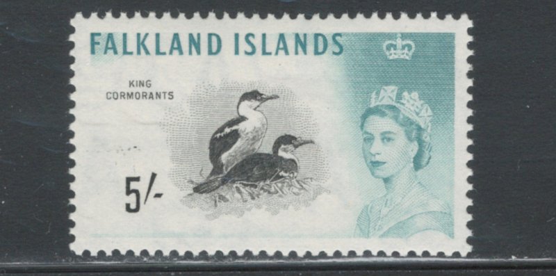 Falkland Islands 1960 Queen Elizabeth II & King Cormorants 5sh Scott # 140 MH