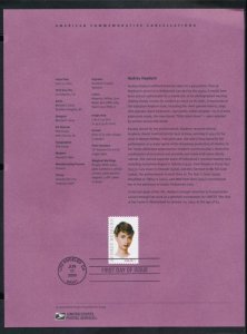 USPS 2003 SOUVENIR PAGE 37c AUDREY HEPBURN #3785