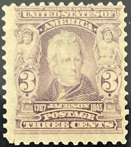 Scott #302 1903 3¢ Andrew Jackson unused hinged