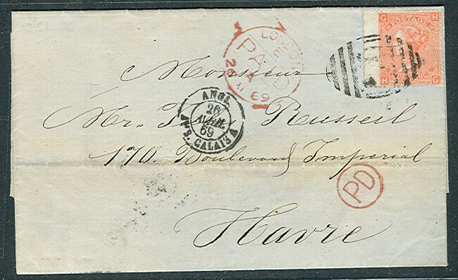 DWI 1869 Printed Matter Rate folded letter St Thomas to France VF
