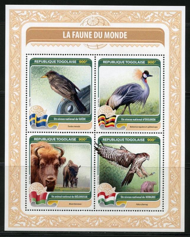Togo 2016 Fauna of the World Official Bird or Animal Sweden, Belarus Uganda SHT | Africa - Togo, Stamp / HipStamp Togo 2016 Fauna of the World Official Bird or Animal Sweden, Belarus Uganda SHT | Africa - Togo, Stamp / HipStamp