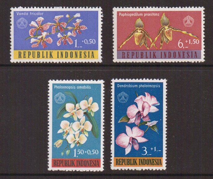 Indonesia  #B146-B149  MNH  1962   orchids