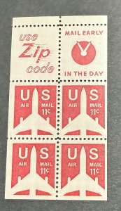 US 1973 11c Air Mail C78a block of 4 plus ZIP AND MAIL EARLY LABELS MNH