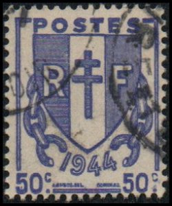 France 527 - Used - 50c Coat of Arms (1945)