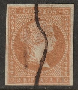 Cuba 1855 Sc 4 used damaged (holes)