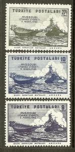 Turkey, Scott #'s 940-942, Visit of the USS Missouri, MNH