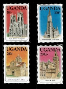 Uganda 1993 - CATHEDRALS - Set of 4 Stamps (Scott #1155-58) - MNH