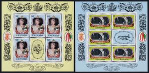 Grenada 1301A-C sheets MNH Queen Mother 85th Birthday, Flowers