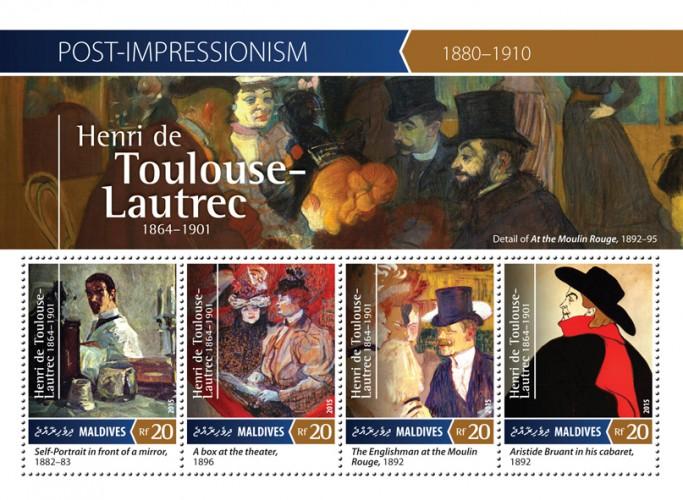 MALDIVES 2015 SHEET TOULOUSE LAUTREC ART PAINTINGS mld15404a