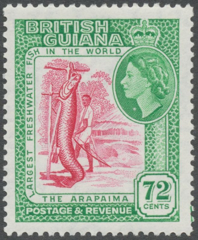 British Guiana 1954 72c carmine & emerald SG342 unused