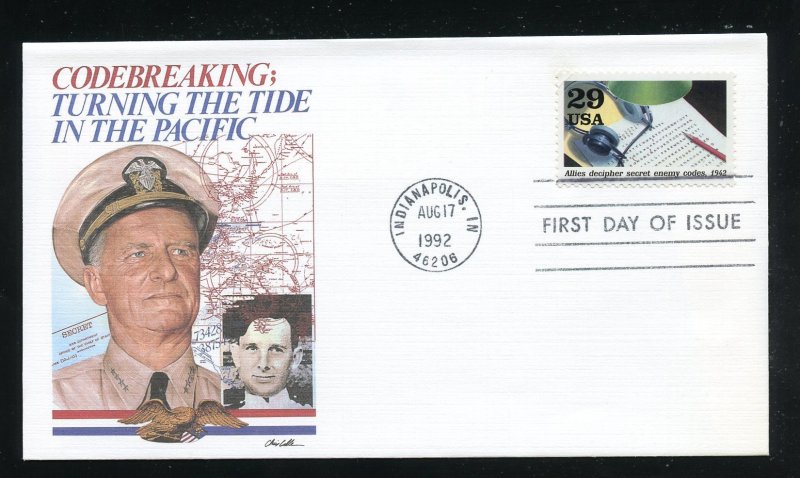 US 2697f 50th anniv WWII Headphones code breaker UA Fleetwood cachet FDC