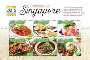 UNION ISLAND 2015-SINGAPORE STAMP EXPO CUISINE OF SINGAPORE SHEET OF 6 STAMP MNH