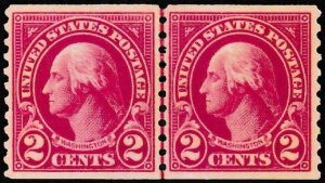 U.S. Scott # 599 LP, 2¢, 1923, PSE Cert, VF-XF 85, M, OGnh, Coil Joint Line Pair