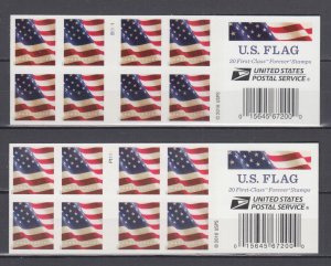 (G) USA #5160b-5161a American Flag  2 Full Booklets of 20  (both types) MNH