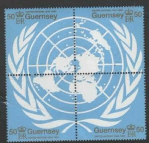 GUERNSEY #559 1995 U.N 50TH ANNIV. MINT VF NH O.G BLOCK 4