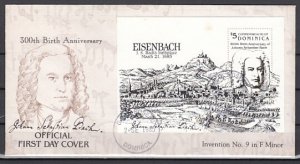 Dominica, Scott cat. 914. Composer J. Bach s/sheet. First Day Cover. ^