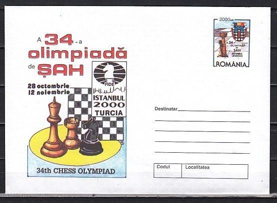 Romania, 2000 issue. 34th Chess Olympiad Postal Envelope. 173-2000