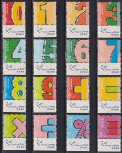 Hong Kong 2018 Fun with Numbers and Symbols Imprint Stamps Set of 16 MNH