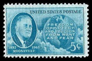 PCBstamps   US # 933 5c FDR & Globe, MNH, (27)