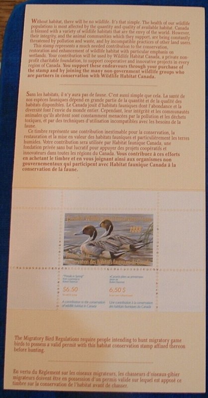 Canada FHW4,  $6.50  1988 Federal Wildlife Conservation Duck Stamp Mint NH OG VF