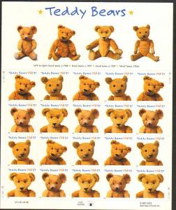 US #3653-56 Mint Sheet Teddy Bears 