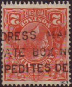 Australia 1931 Sc#116variant SG#127w 2d Red KGV Head Wmk Inverted Used