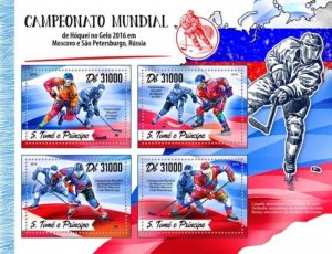 St Thomas - 2016 Ice Hockey Championship - 4 Stamp Sheet - ST16510a