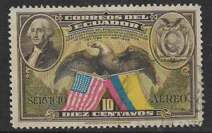 ECUADOR, C59, USED, PORTRAIT OF WASHINGTON, AMERICAN EAGLE AND FLAG