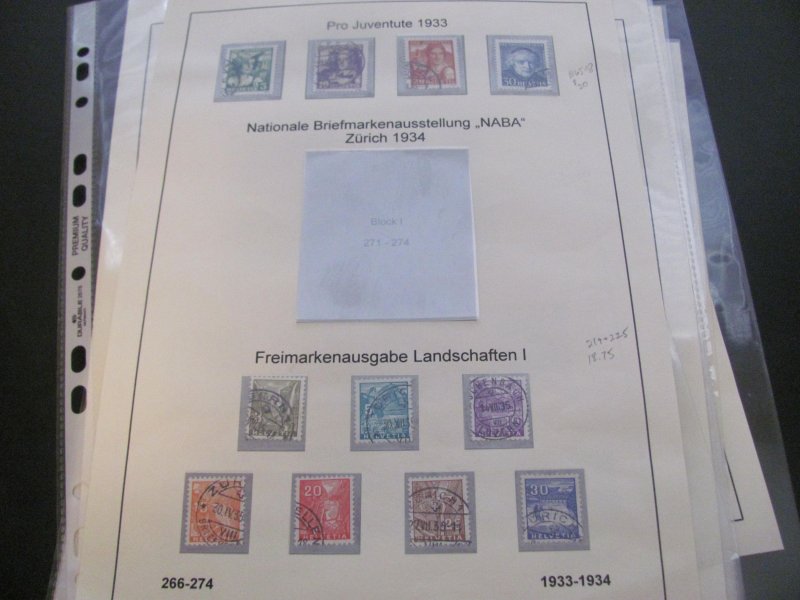 SWITZERLAND USED STAMPS & COVERS COLL. ON PAGES 1930-2005 $2K-$3K CAT. XF (191)