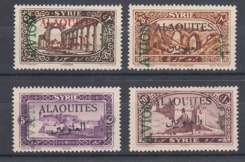 Alaouites, Sc C5-C8 MLH. 1925 Air Mail with green overprint, cplt set, VLH