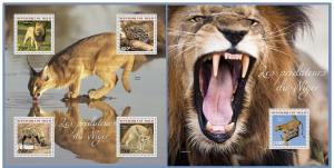 NIGER 2014 2 SHEETS nig14303ab PREDATORS LIONS WIDCATS CHATS