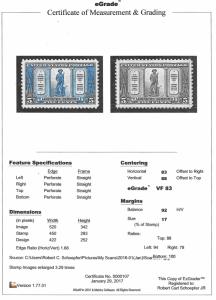 619 1925 5 cents Lexington Issue Stamp Mint OG NH EGRADED VF 83